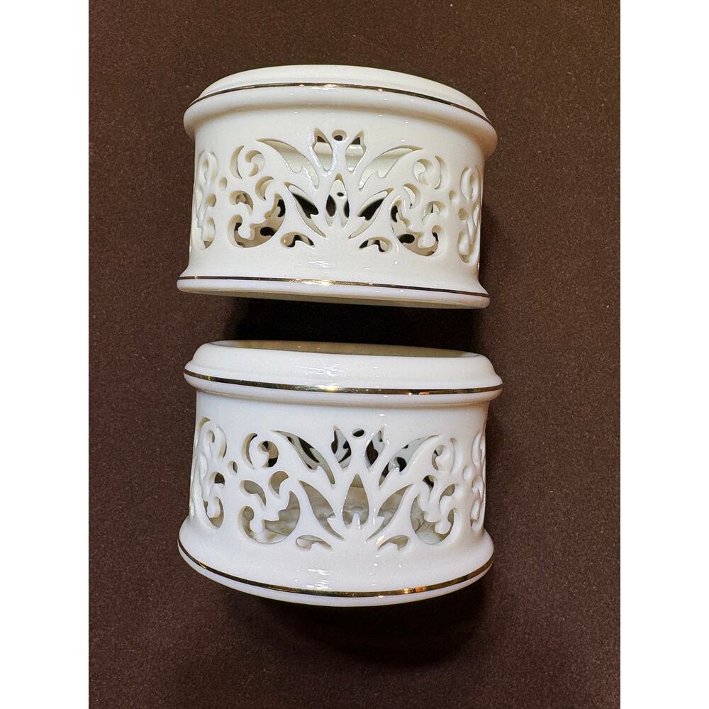 Lenox Pierced China Votive Tealight Holders Set of 2